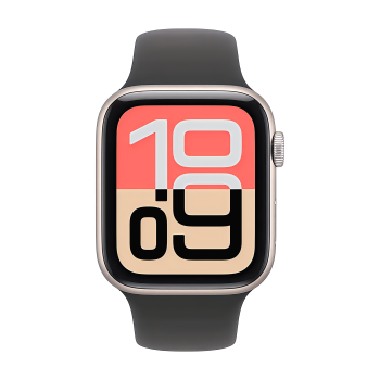 Apple Watch SE 3 44 mm, Starlight Aluminum Black Sport Band M/L